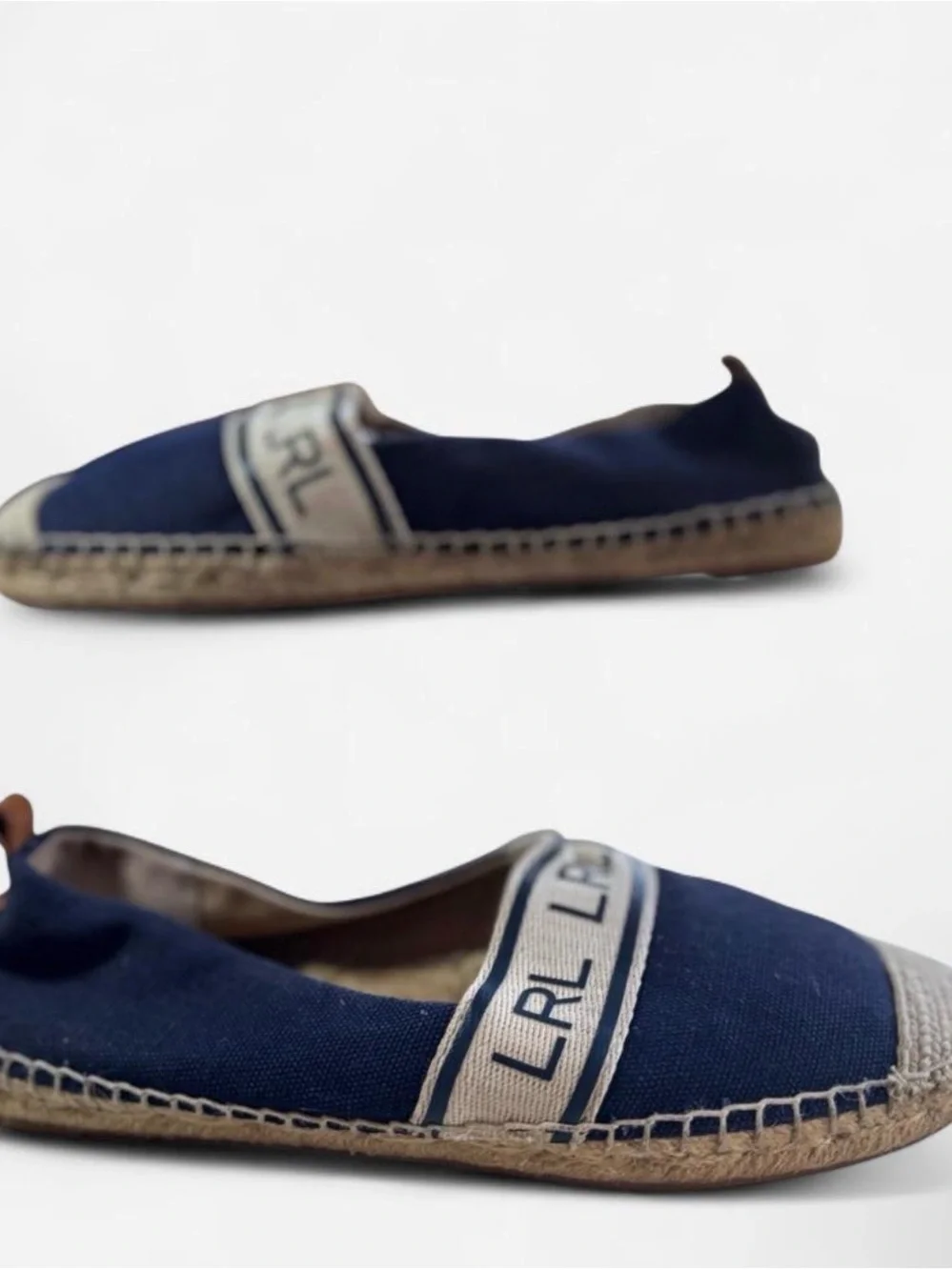 Lauren Ralph Lauren Navy and Cream Canvas Espadrilles